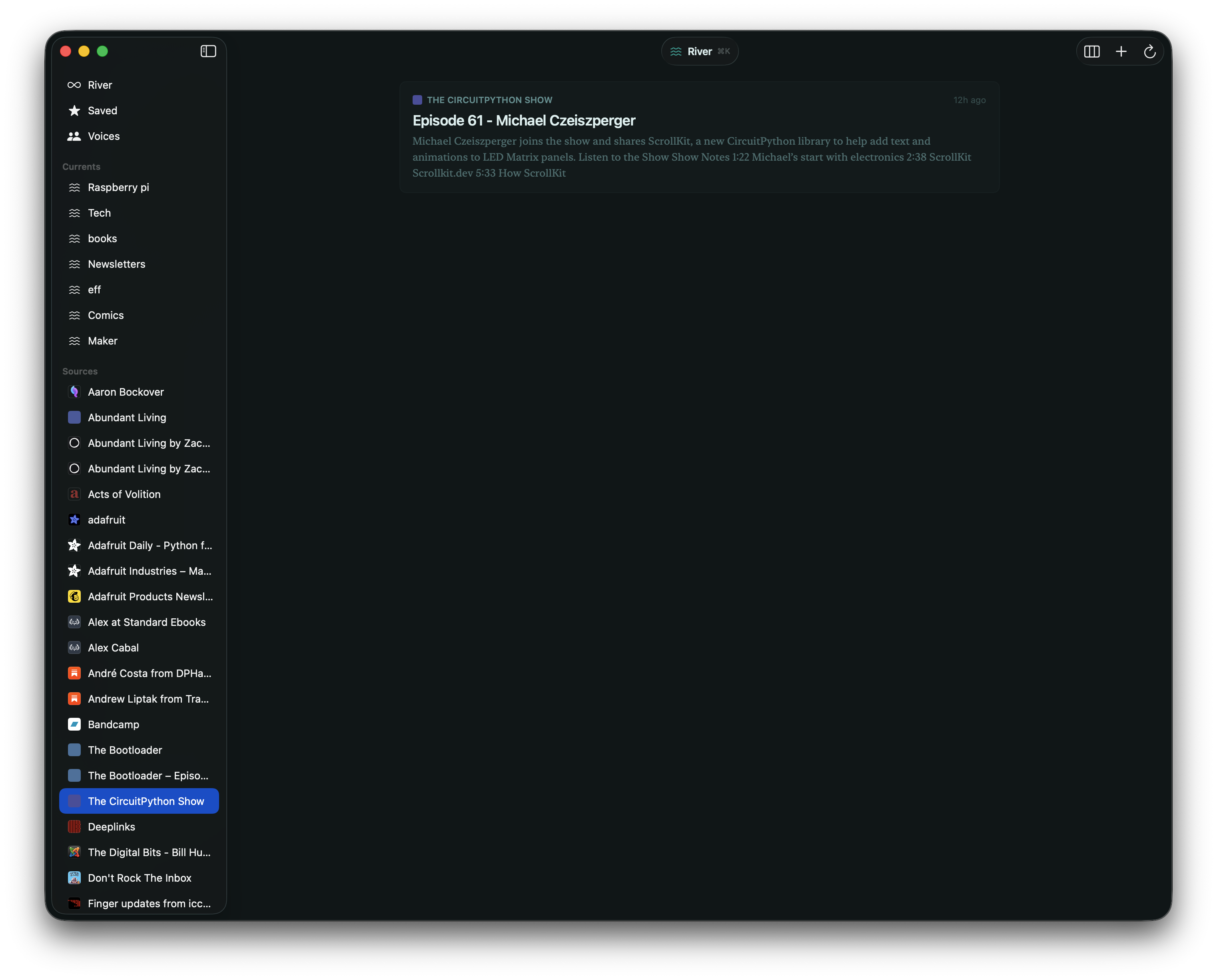 The Current RSS reader screenshot